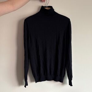 Black Merino Wool Turtleneck Sweater